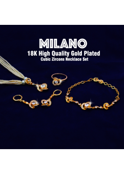 Milano 18K High Quality Gold Plated Cubic Zircons Necklace Set, MA79